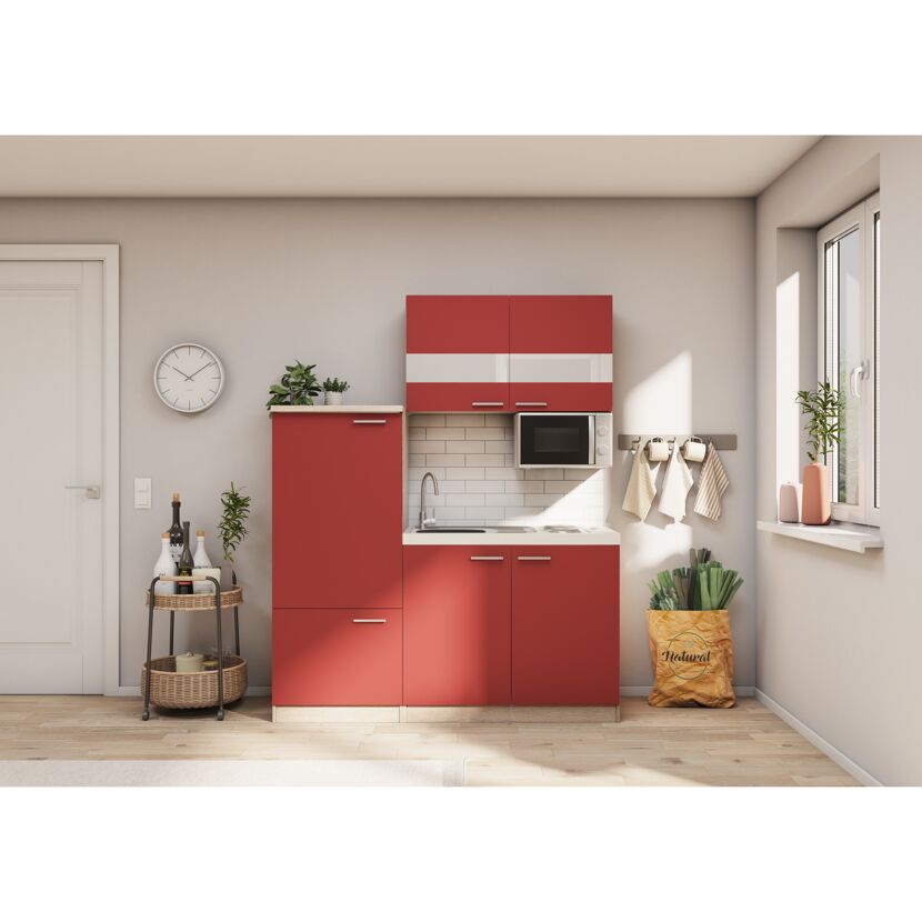 Küchenzeile 'Merle' mit E-Geräten rot 160 cm