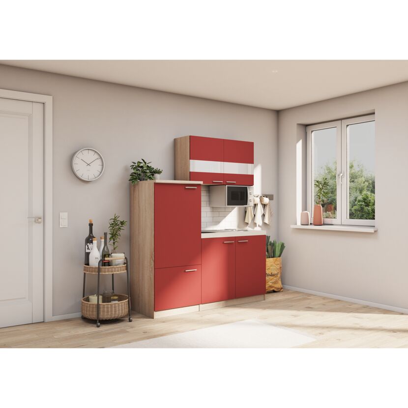 Küchenzeile 'Merle' mit E-Geräten rot 160 cm