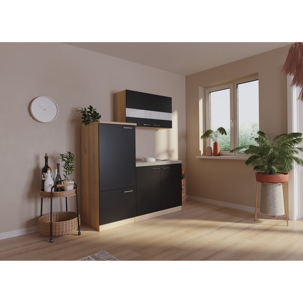 Küchenzeile 'Merle' mit E-Geräten schwarz 160 cm