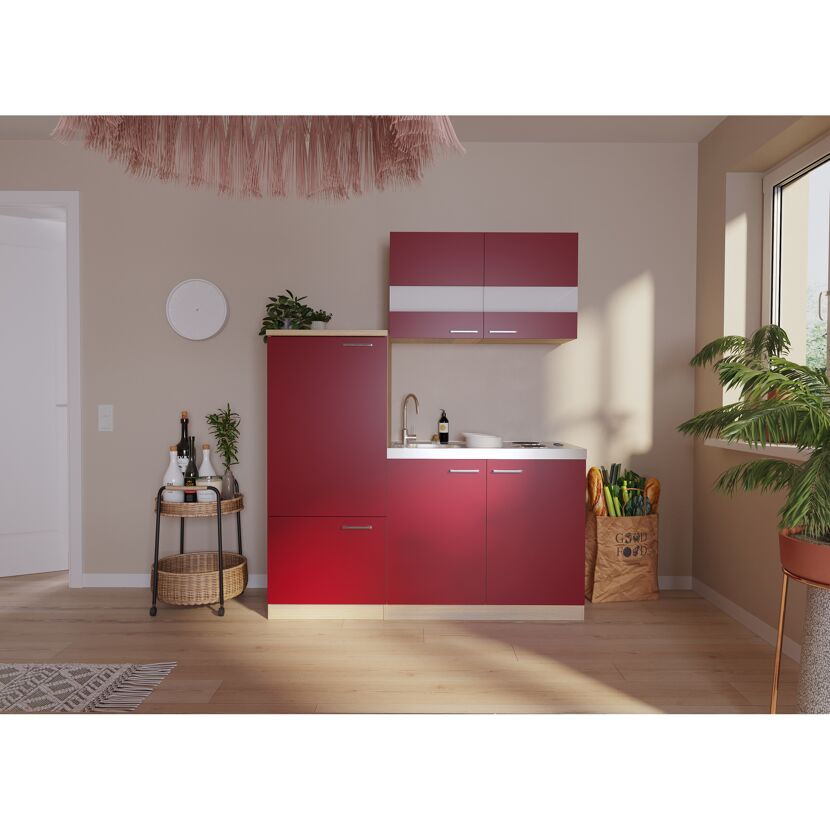 Küchenzeile 'Merle' mit E-Geräten rot 160 cm