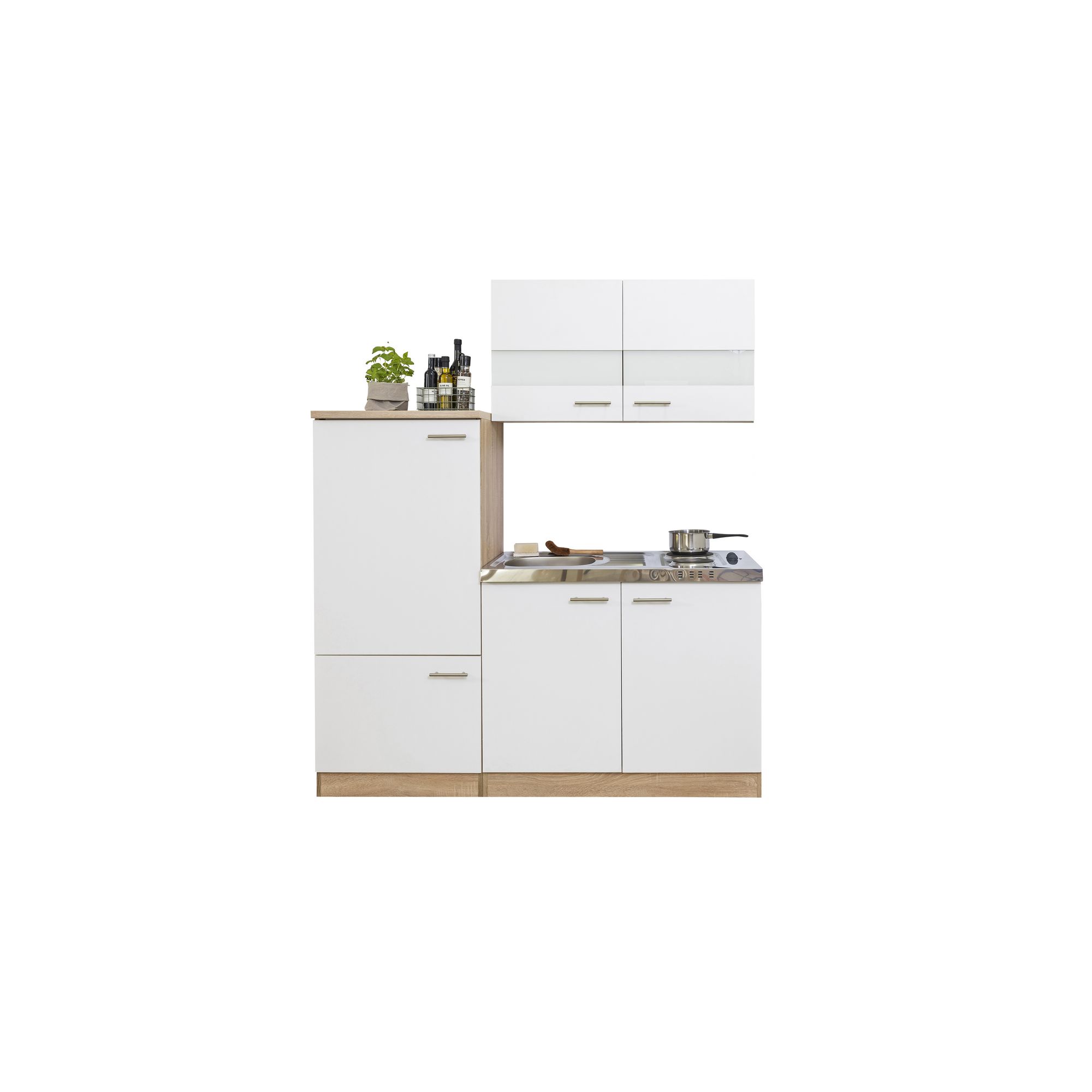 Küchenzeile 'Merle' mit E-Geräten weiß 160 cm