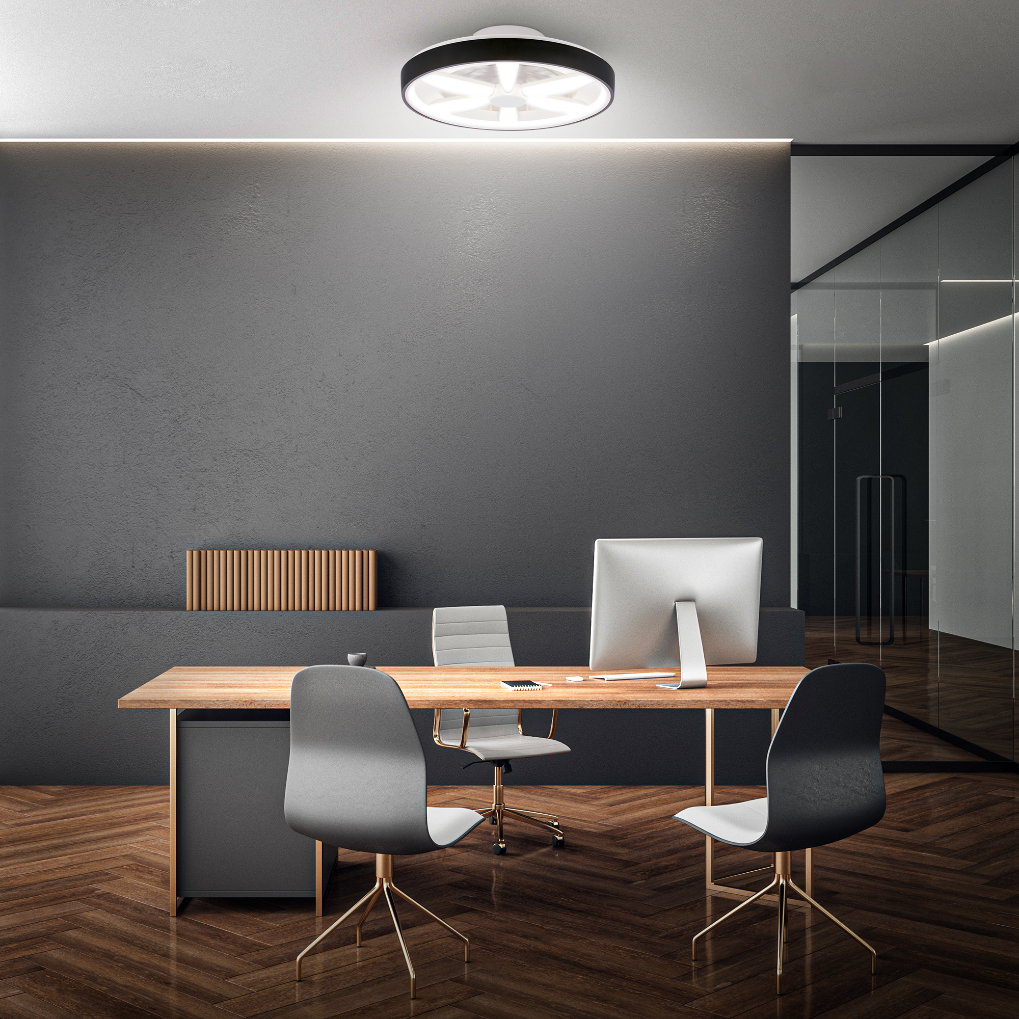 LED-Deckenleuchte mit Ventilator 'Air' Ø 48 cm schwarz 6400 lm mit Ventilator
