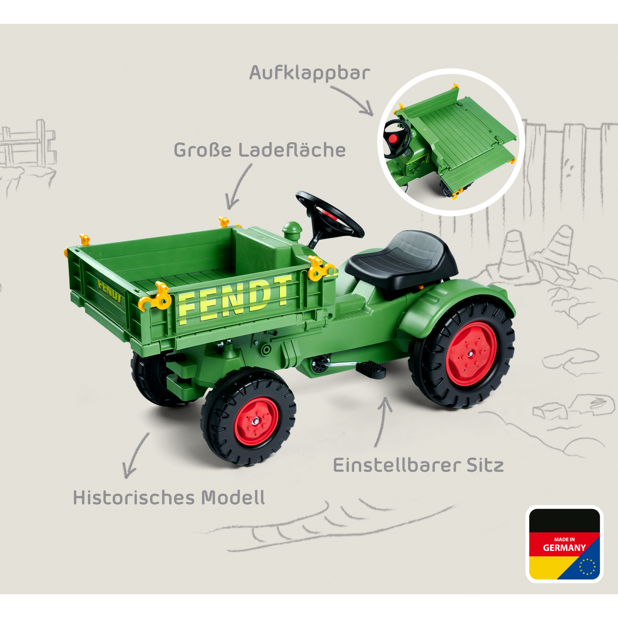 Trettraktor Fendt mehrfarbig 102 x 54 x 46 cm