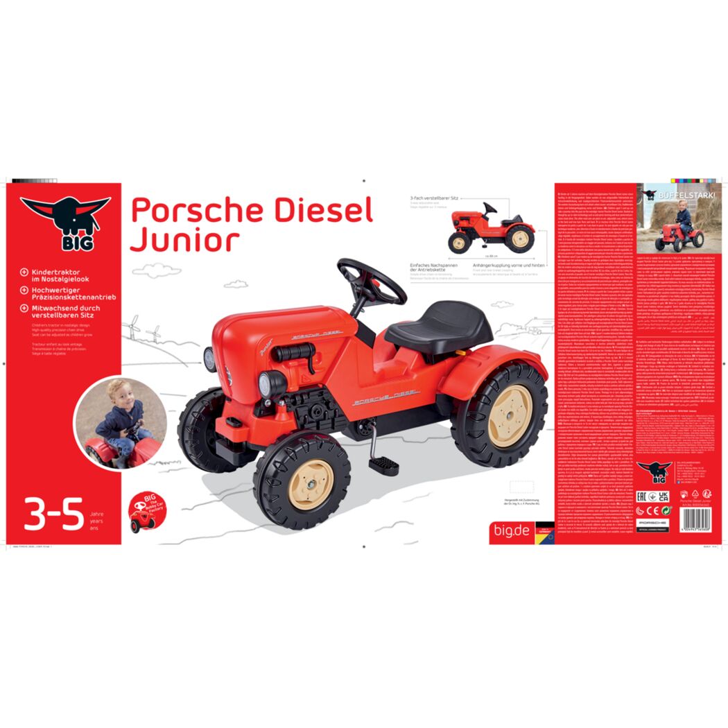 Trettraktor Porsche Diesel rot 80 x 40 x 46 cm