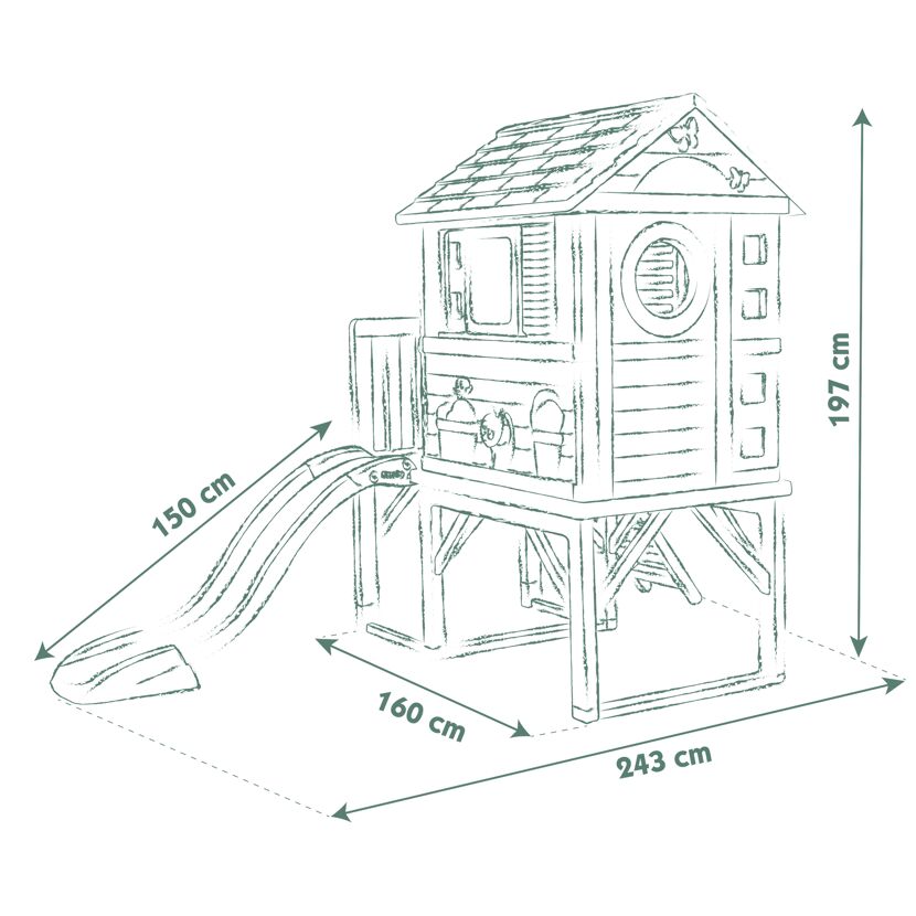 Spielhaus mit Stelzen mehrfarbig 160 x 197 x 243 cm