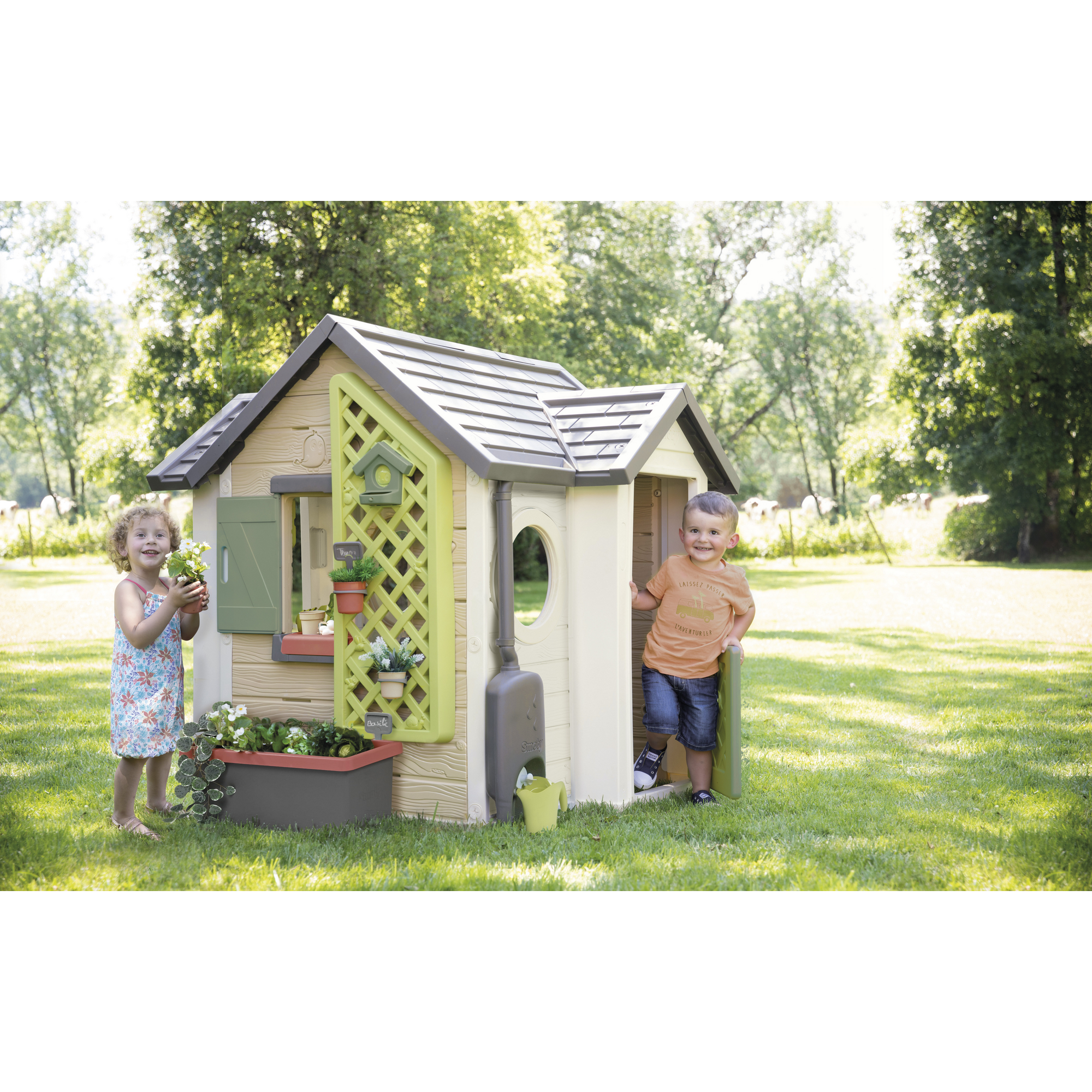 Spielhaus mit Garten mehrfarbig 132 x 135 x 128,5 cm