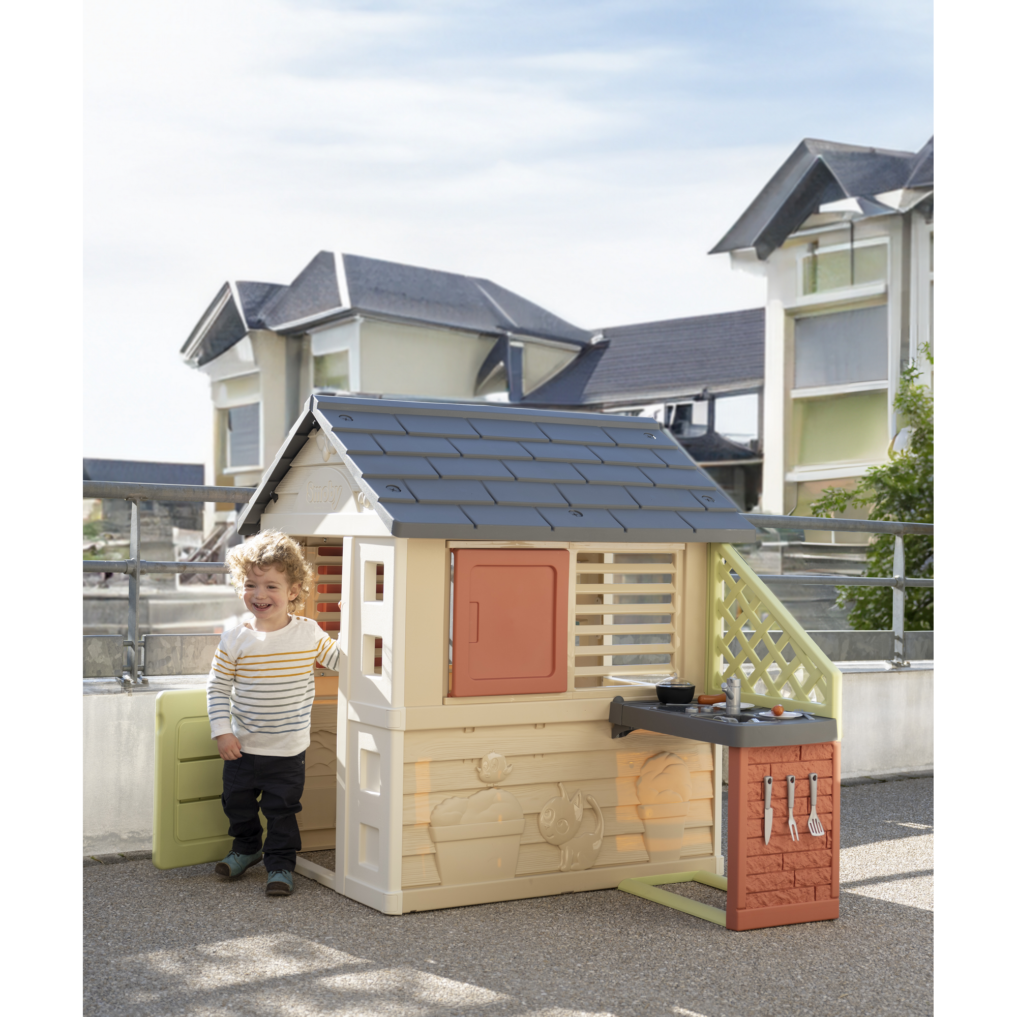 Spielhaus 'Natur' mit Küche mehrfarbig 145 x 127 x 145 cm
