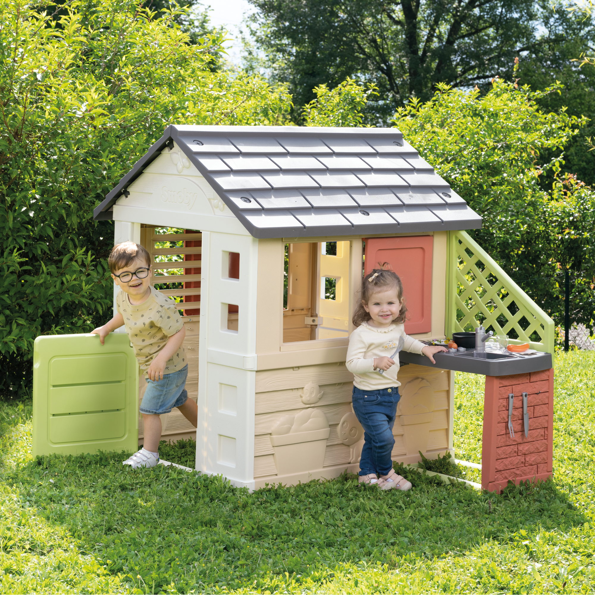 Spielhaus 'Natur' mit Küche mehrfarbig 145 x 127 x 145 cm
