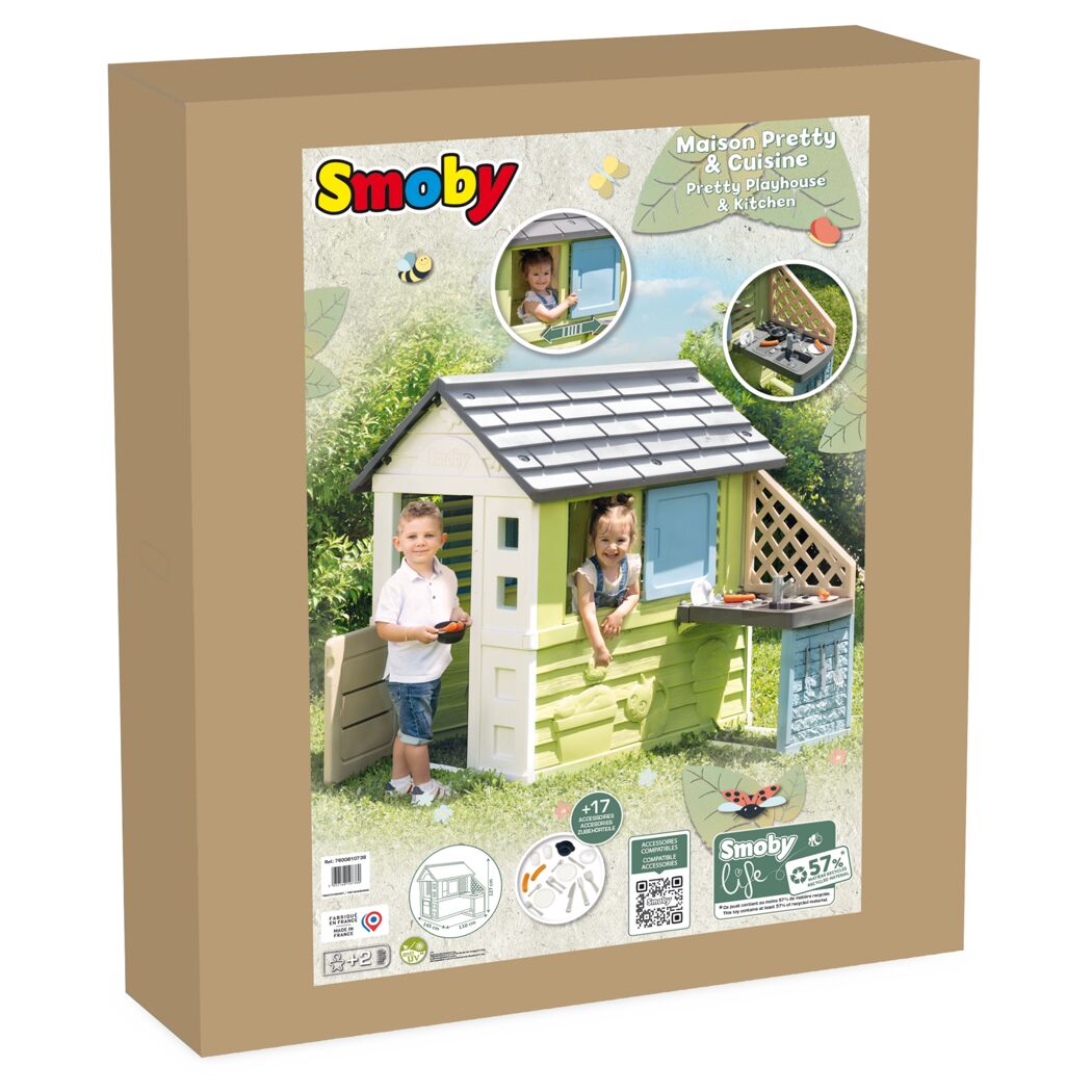 Verpackung des Smoby Spielhauses 'Pretty' mit Küche