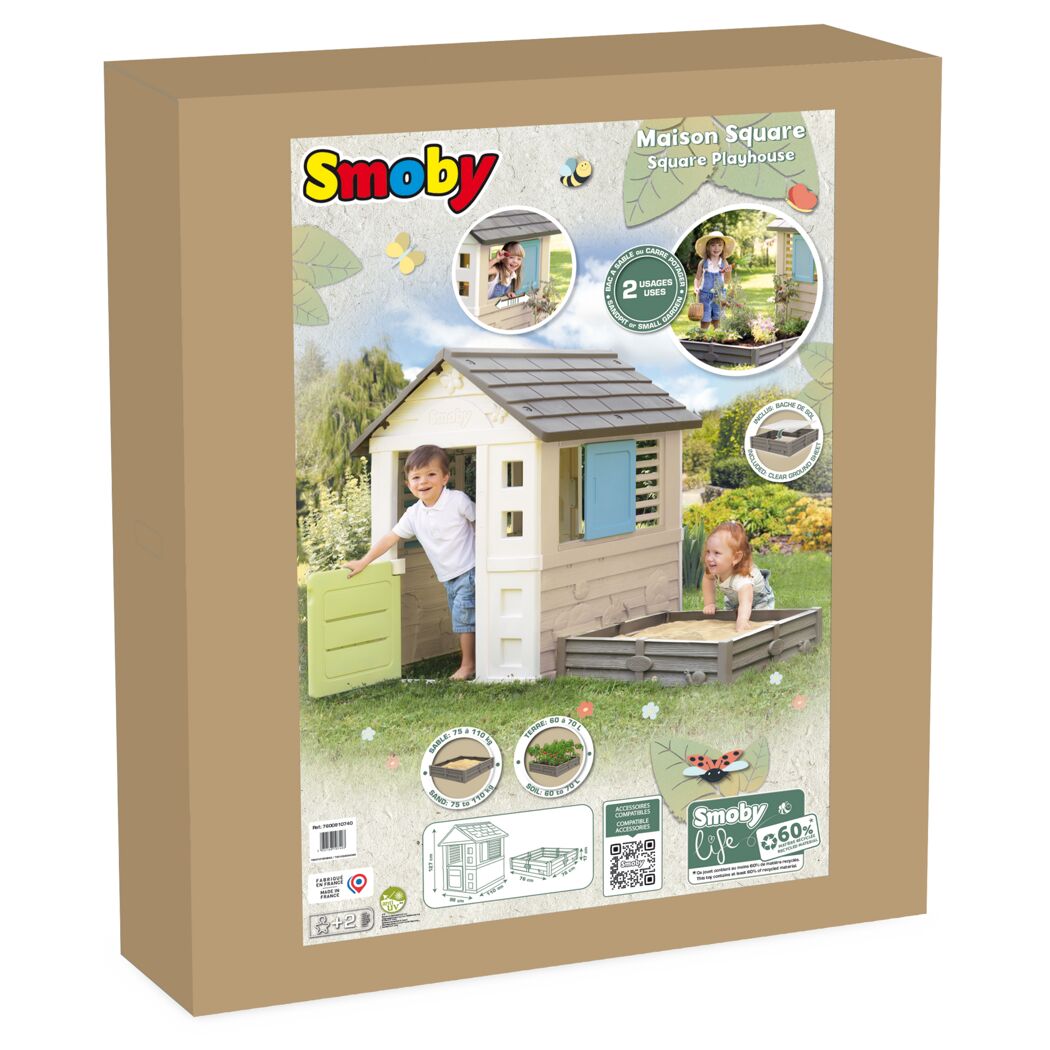 Produktverpackung Smoby Spielhaus 'Square' mit Sandkasten