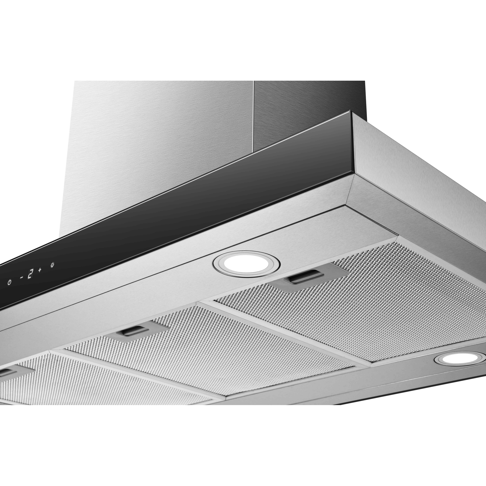 Inselhaube 'Cara' Edelstahl mit Glasfront 90 cm