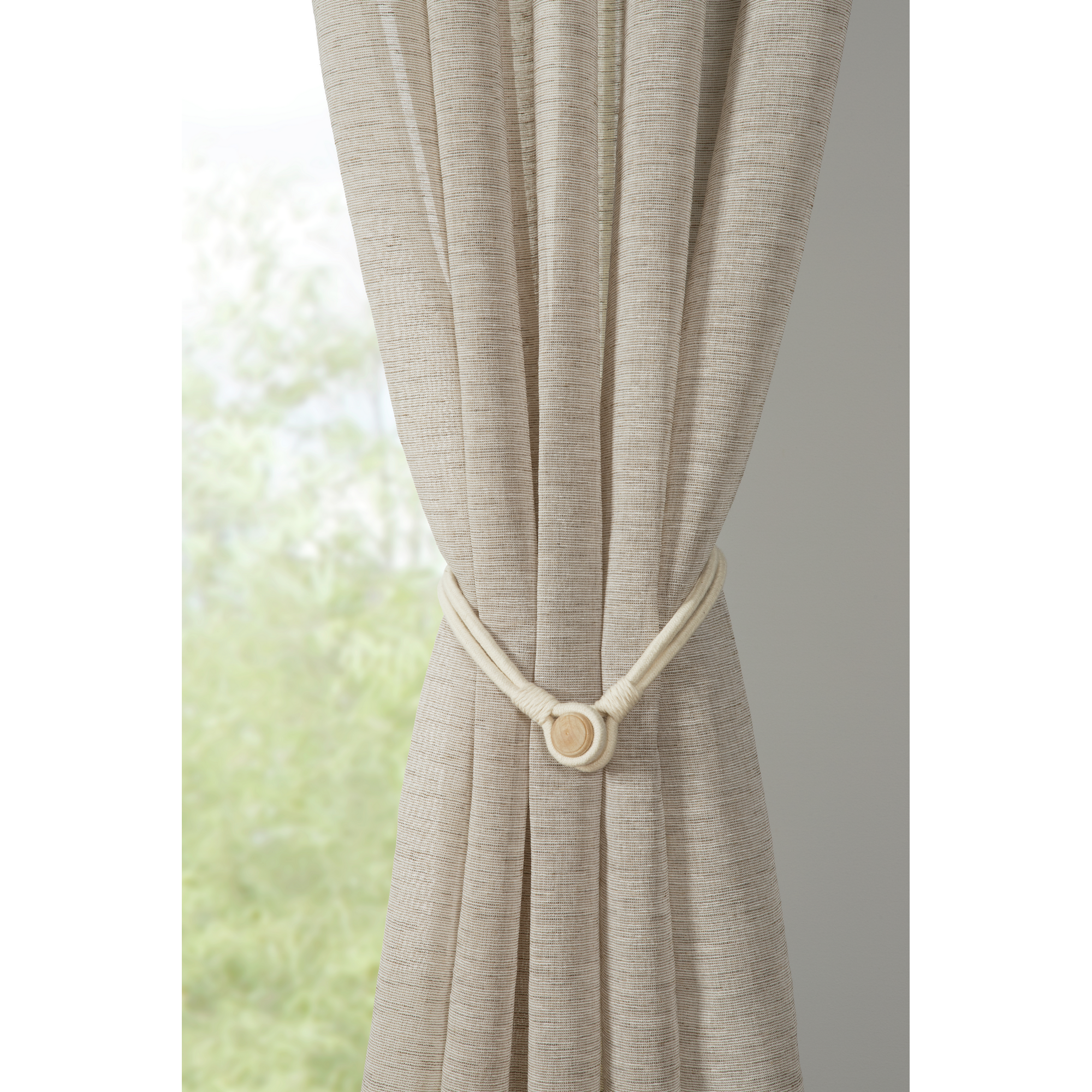 Raffhalter Kordel mit Magnet für Vorhänge beige 47 cm