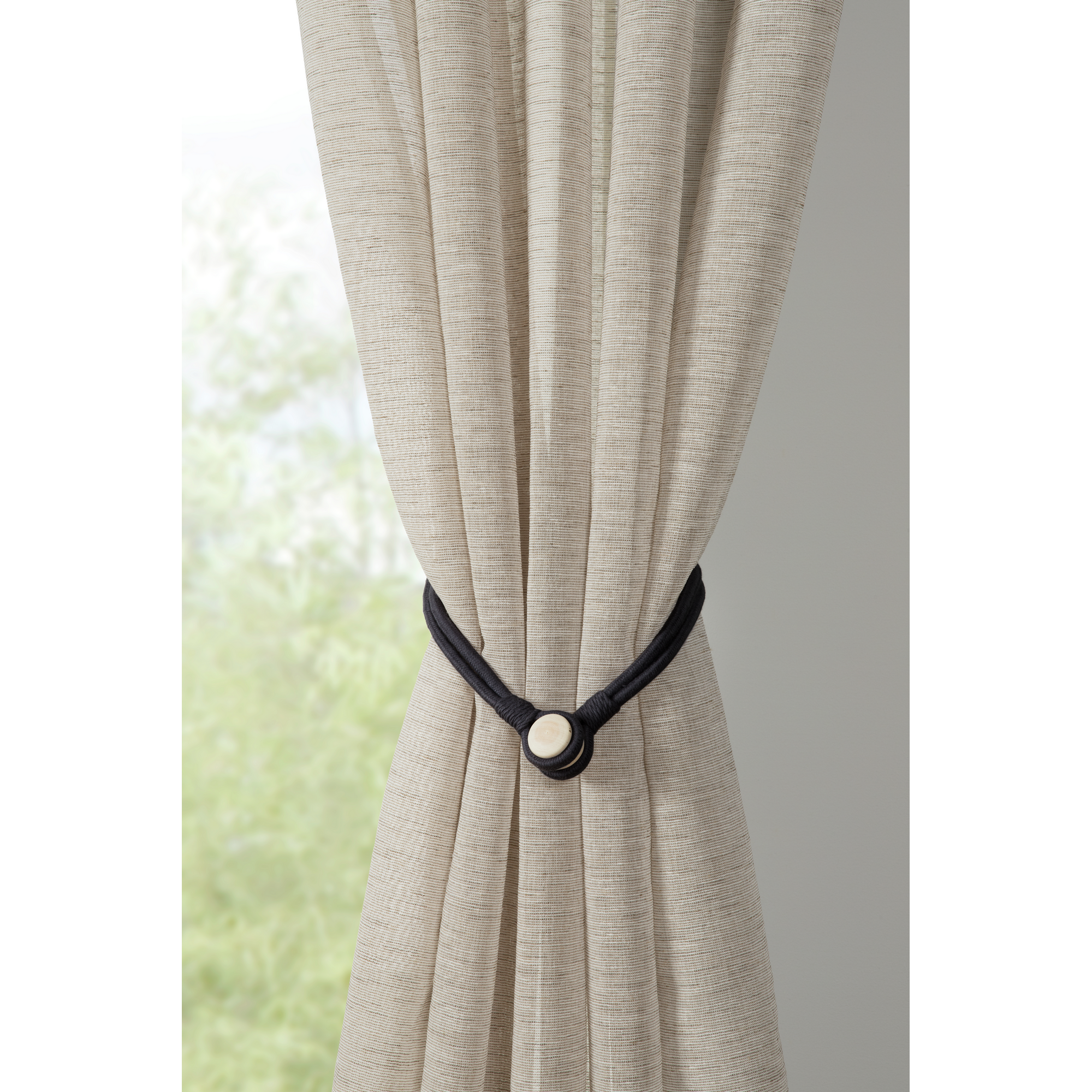 Raffhalter Kordel für Vorhänge mit Magnet schwarz 47 cm