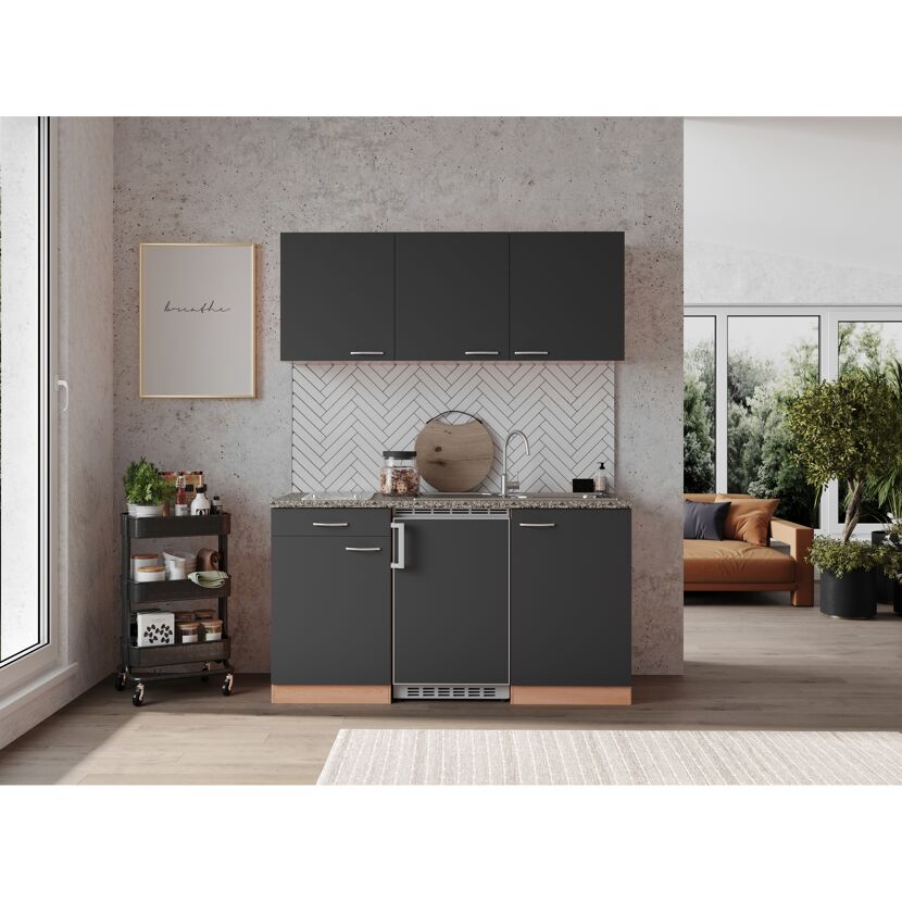 Küchenzeile 'Gerda' mit E-Geräten grau 150 cm