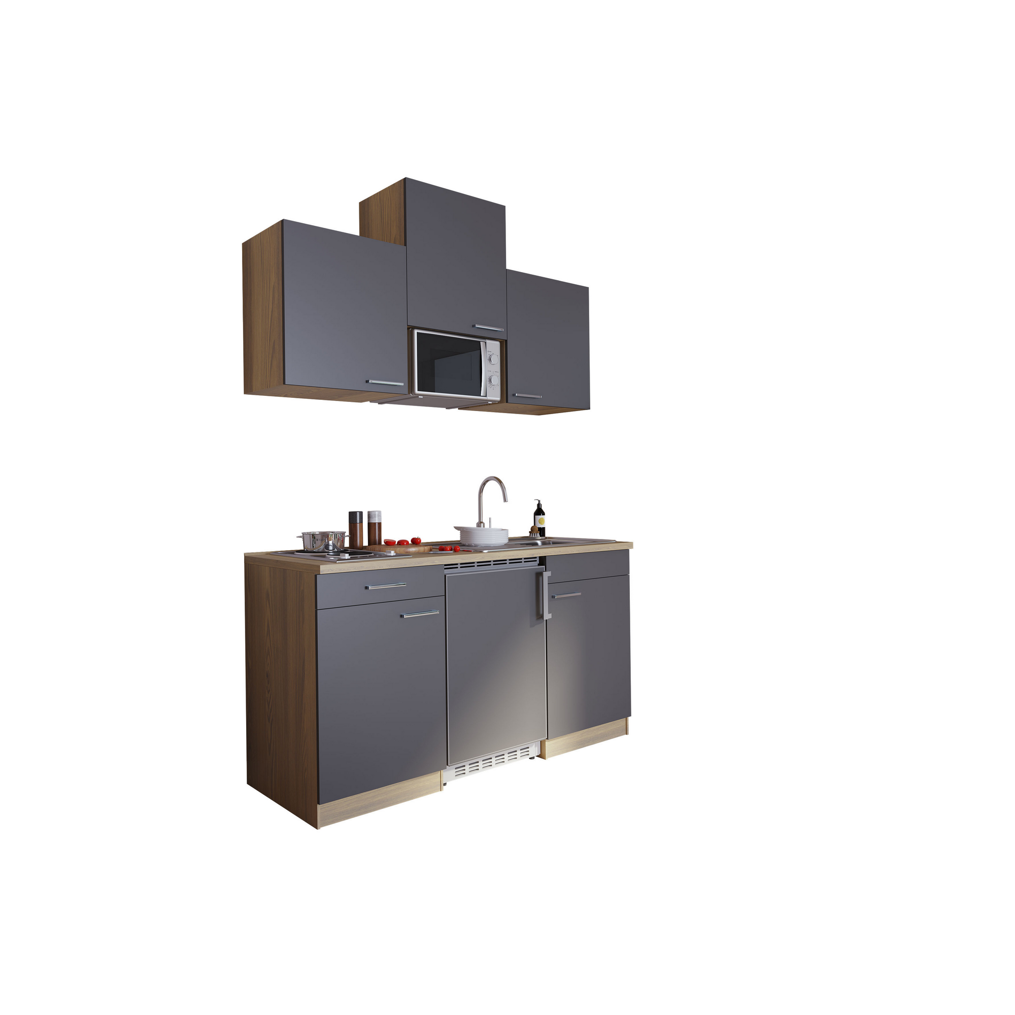 Küchenzeile 'Luis' mit E-Geräten grau 150 cm