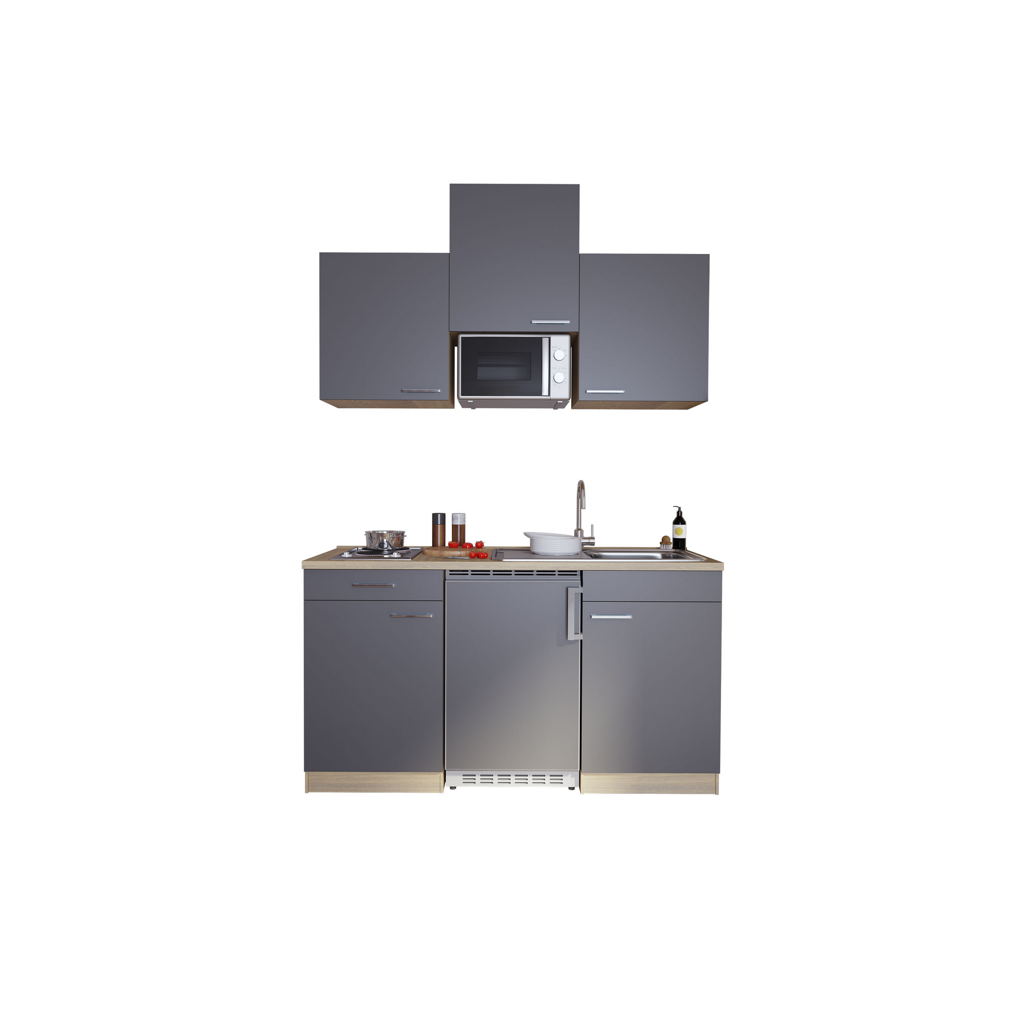 Küchenzeile 'Luis' mit E-Geräten grau 150 cm