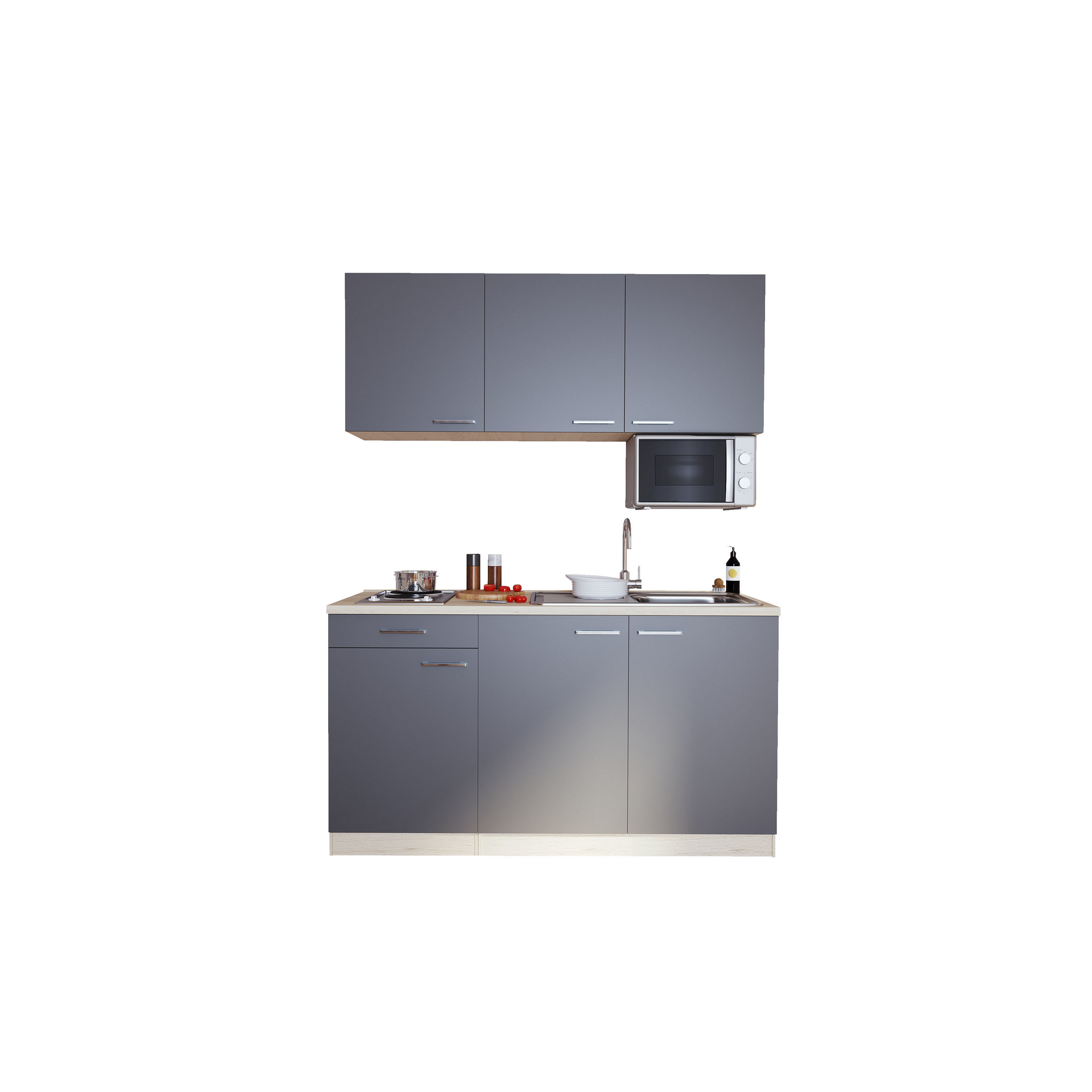 Küchenzeile 'Luis' mit E-Geräten grau 150 cm