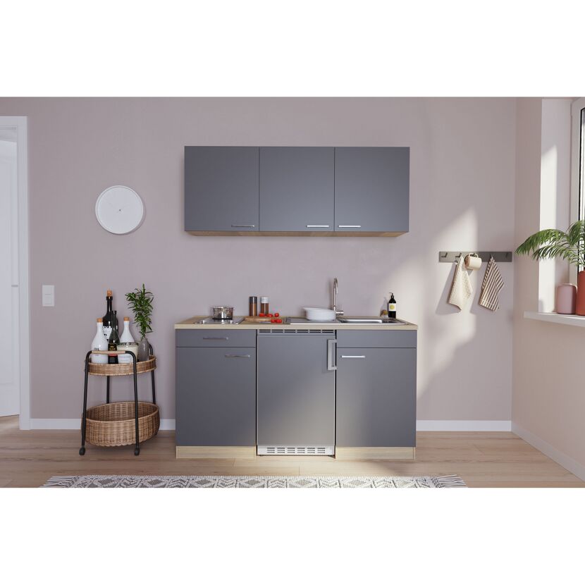 Küchenzeile 'Luis' mit E-Geräten grau 150 cm