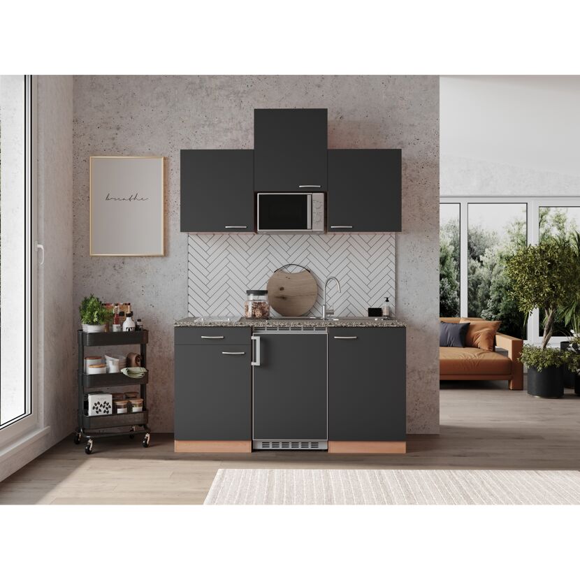 Küchenzeile 'Gerda'mit E-Geräten grau 150 cm