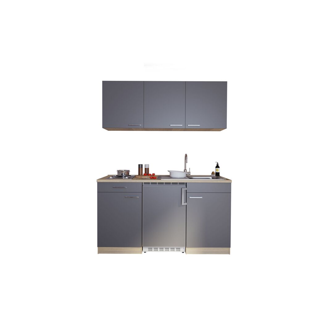 Küchenzeile 'Luis' mit E-Geräten grau/eichefarben 150 cm