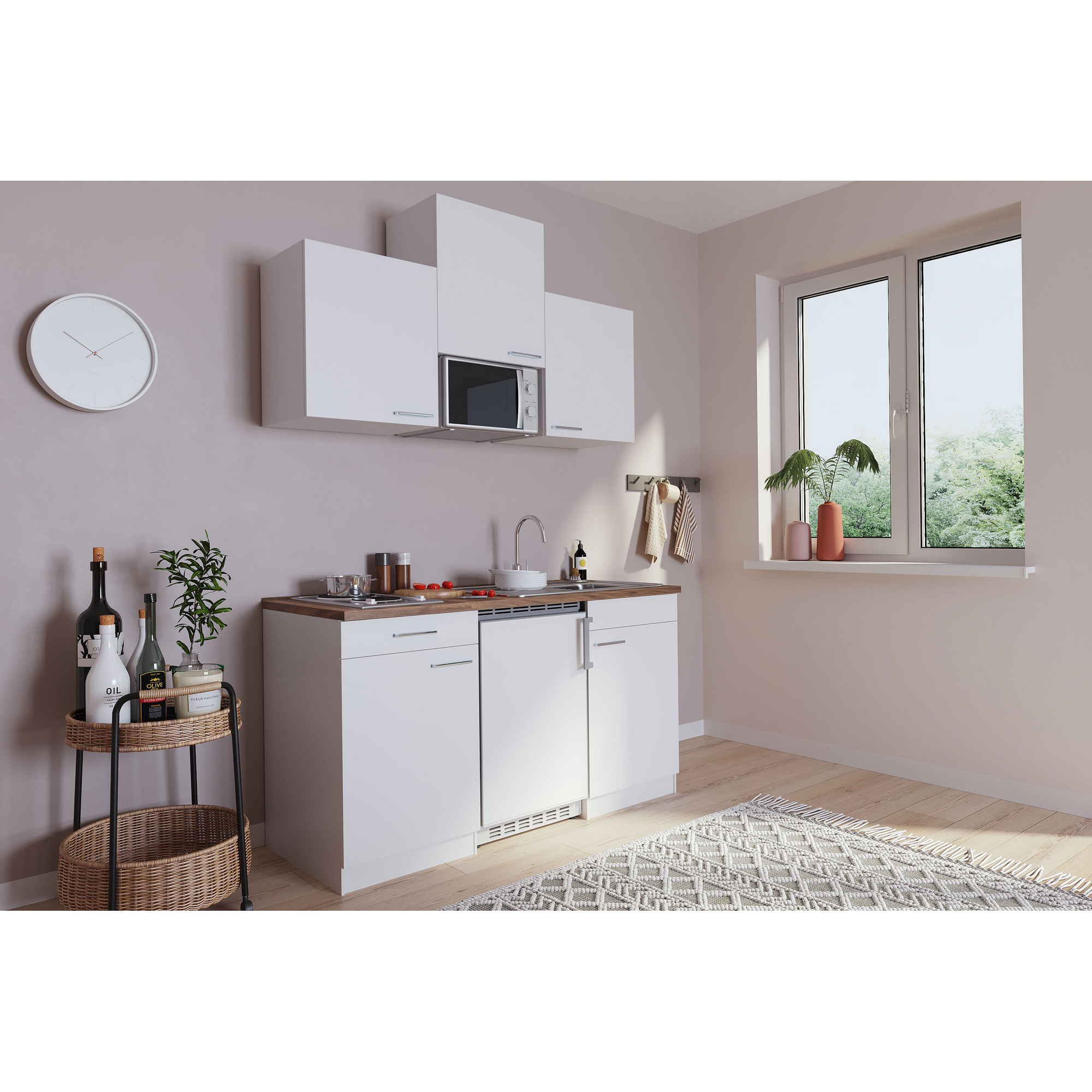Küchenzeile 'Luis' mit E-Geräten weiß 150 cm