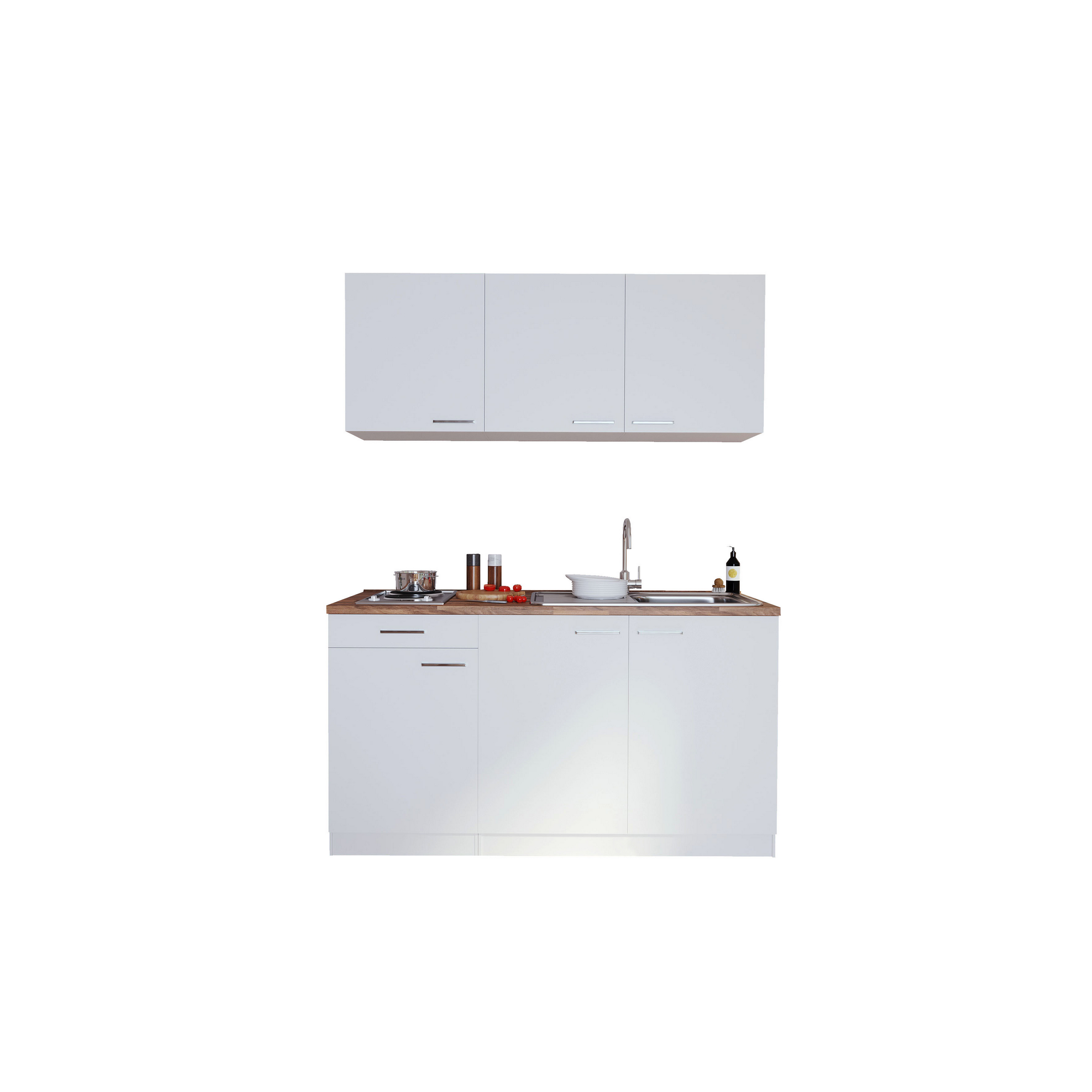 Küchenzeile 'Luis' mit E-Geräten weiß 150 cm