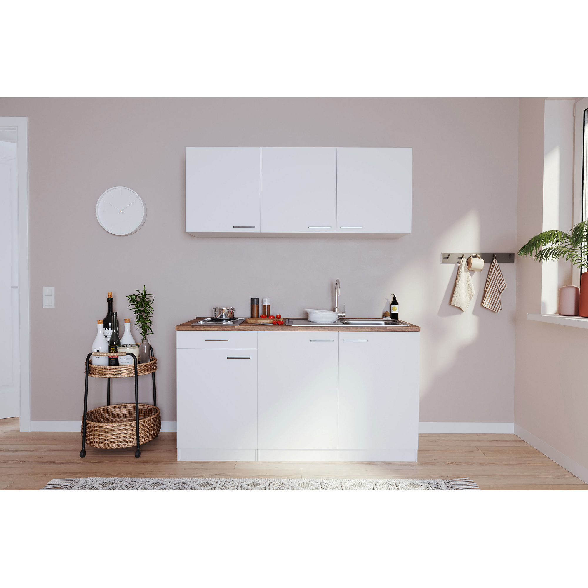 Küchenzeile 'Luis' mit E-Geräten weiß 150 cm