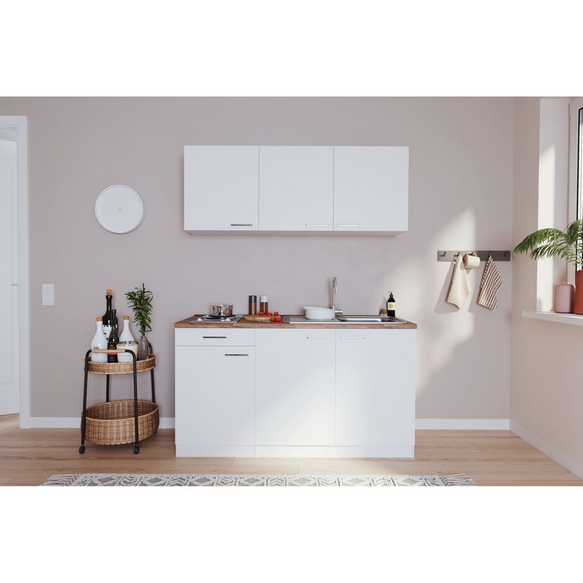 Küchenzeile 'Luis' mit E-Geräten weiß 150 cm