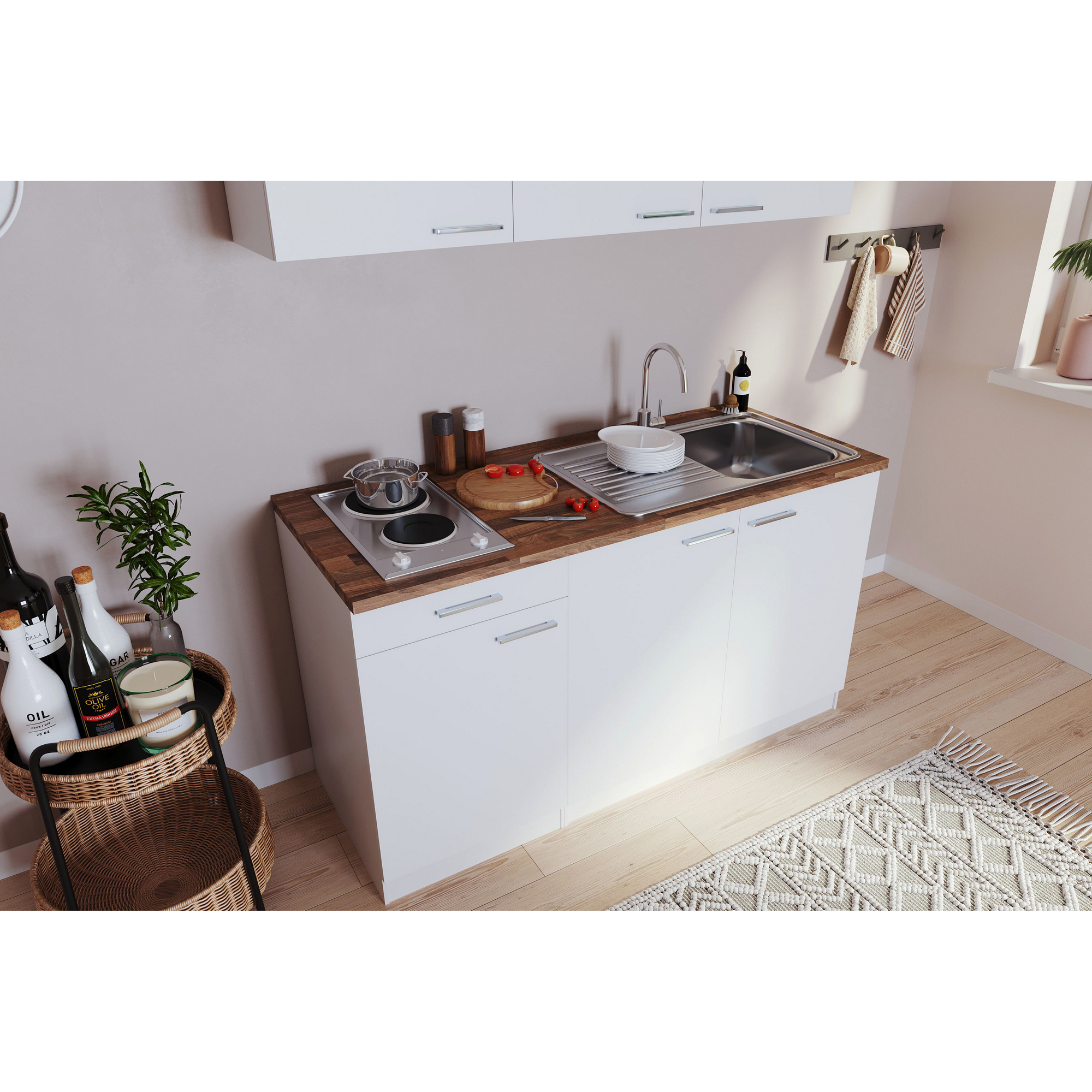 Küchenzeile 'Luis' mit E-Geräten weiß 150 cm