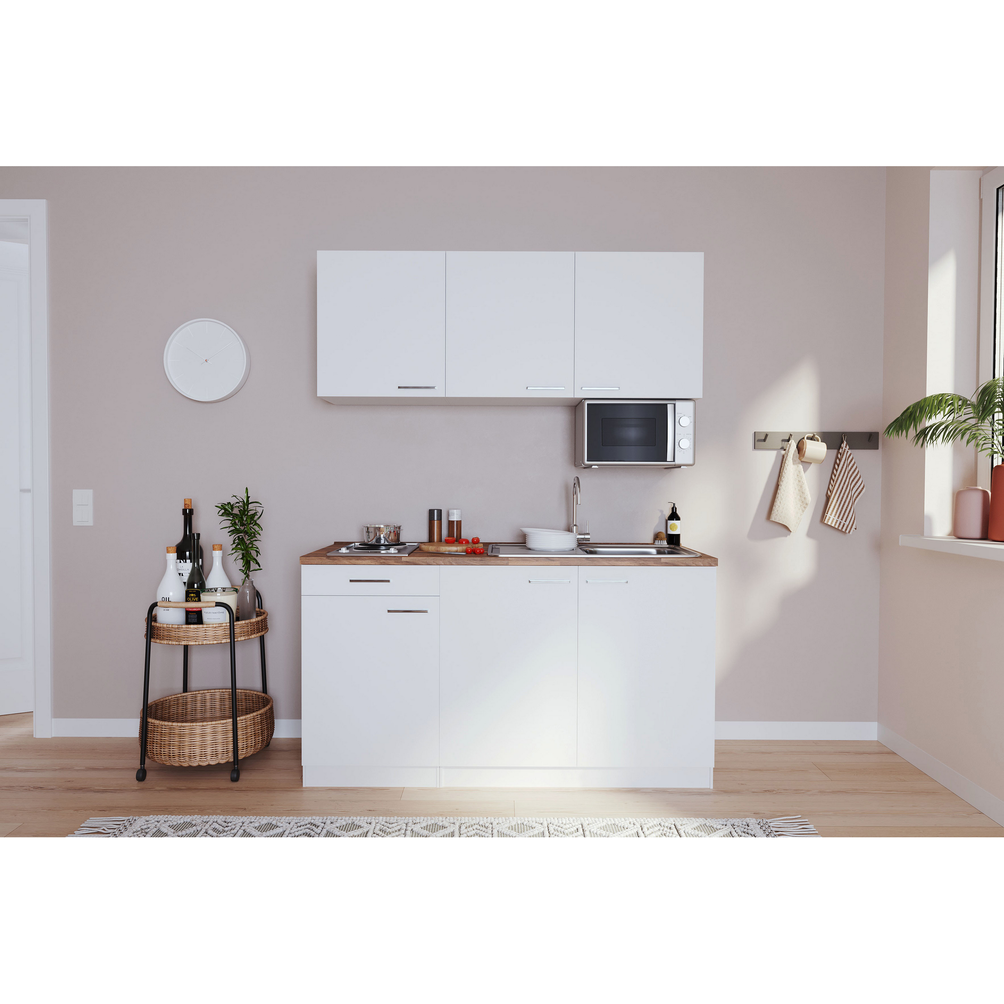 Küchenzeile 'Luis' mit E-Geräten weiß 150 cm