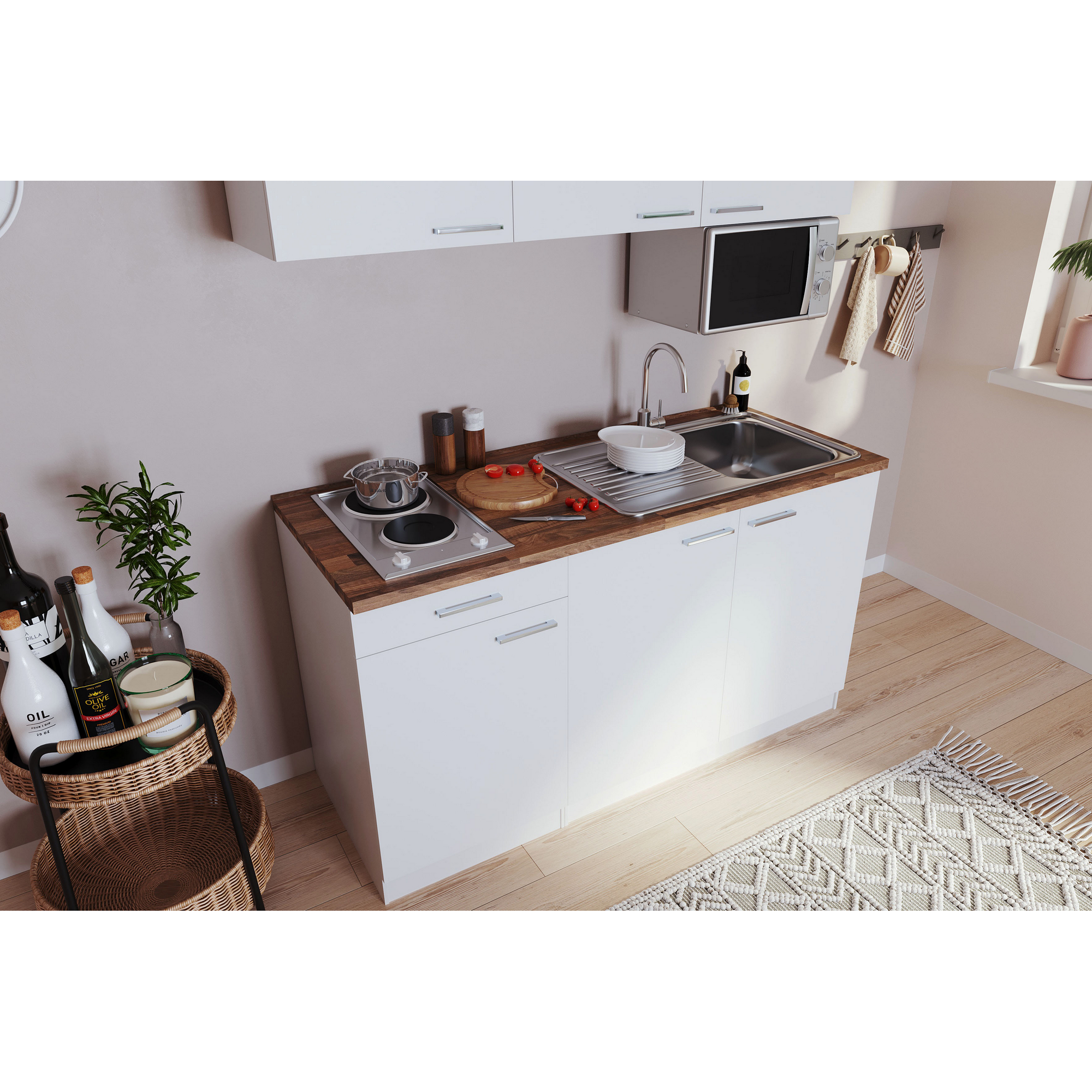 Küchenzeile 'Luis' mit E-Geräten weiß 150 cm