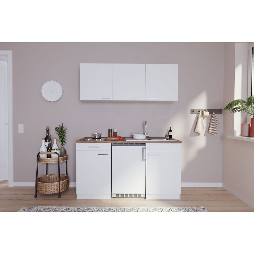 Küchenzeile 'Luis' mit E-Geräten weiß 150 cm