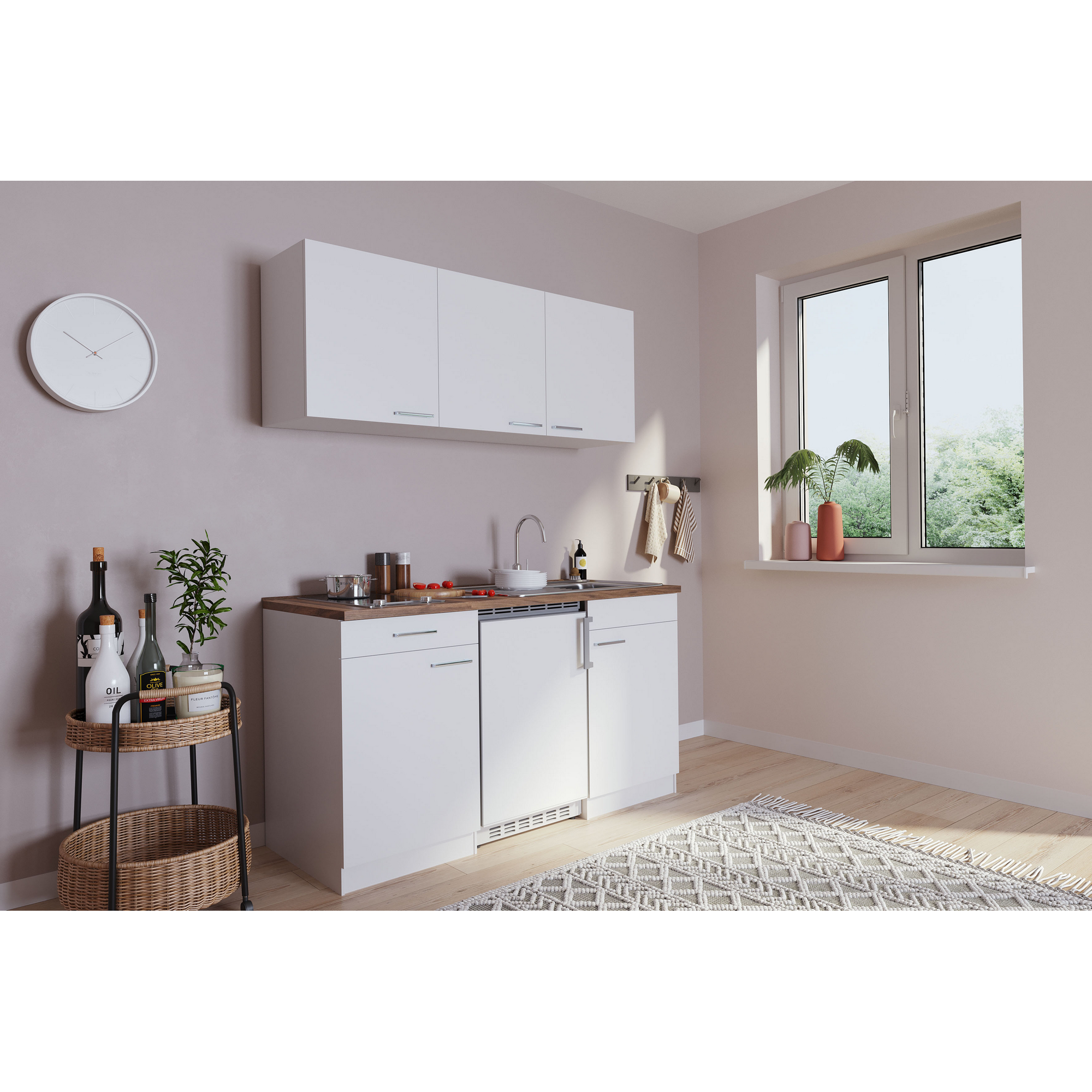 Küchenzeile 'Luis' mit E-Geräten weiß 150 cm