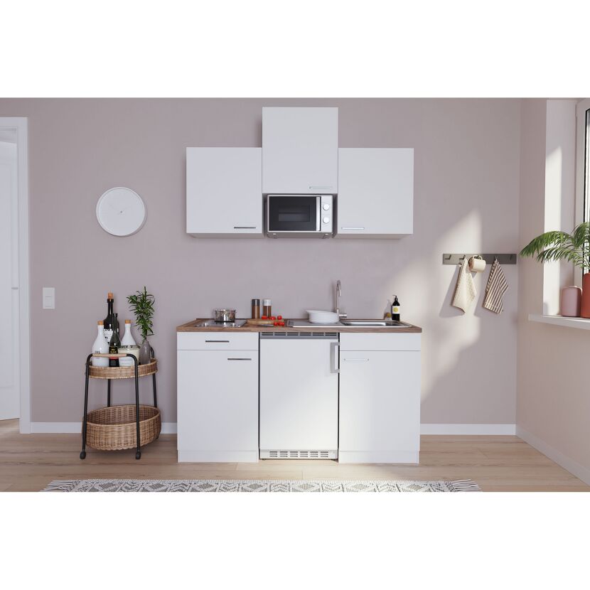 Küchenzeile 'Luis' mit E-Geräten weiß 150 cm