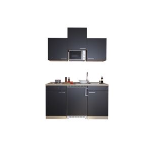 Küchenzeile 'Luis' mit E-Geräten schwarz/eichefarben 150 cm