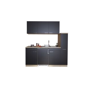 Küchenzeile 'Luis' mit E-Geräten schwarz/eichefarben 180 cm