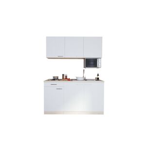 Küchenzeile 'Luis' mit E-Geräten weiß/eichefarben 150 cm ohne Kühlschrank