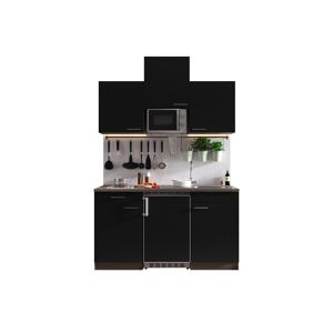 Küchenzeile 'Oliver' mit E-Geräten schwarz/eichefarben 150 cm