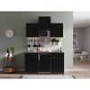 Küchenzeile 'Oliver' mit E-Geräten schwarz/eichefarben 150 cm