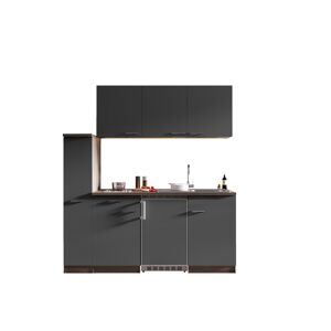 Küchenzeile 'Oliver' mit E-Geräten grau/eichefarben 180 cm