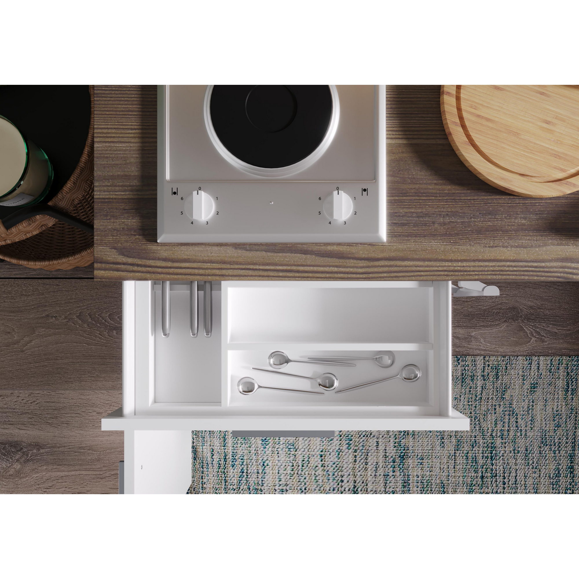 Küchenzeile 'Oliver' mit E-Geräten weiß 150 cm