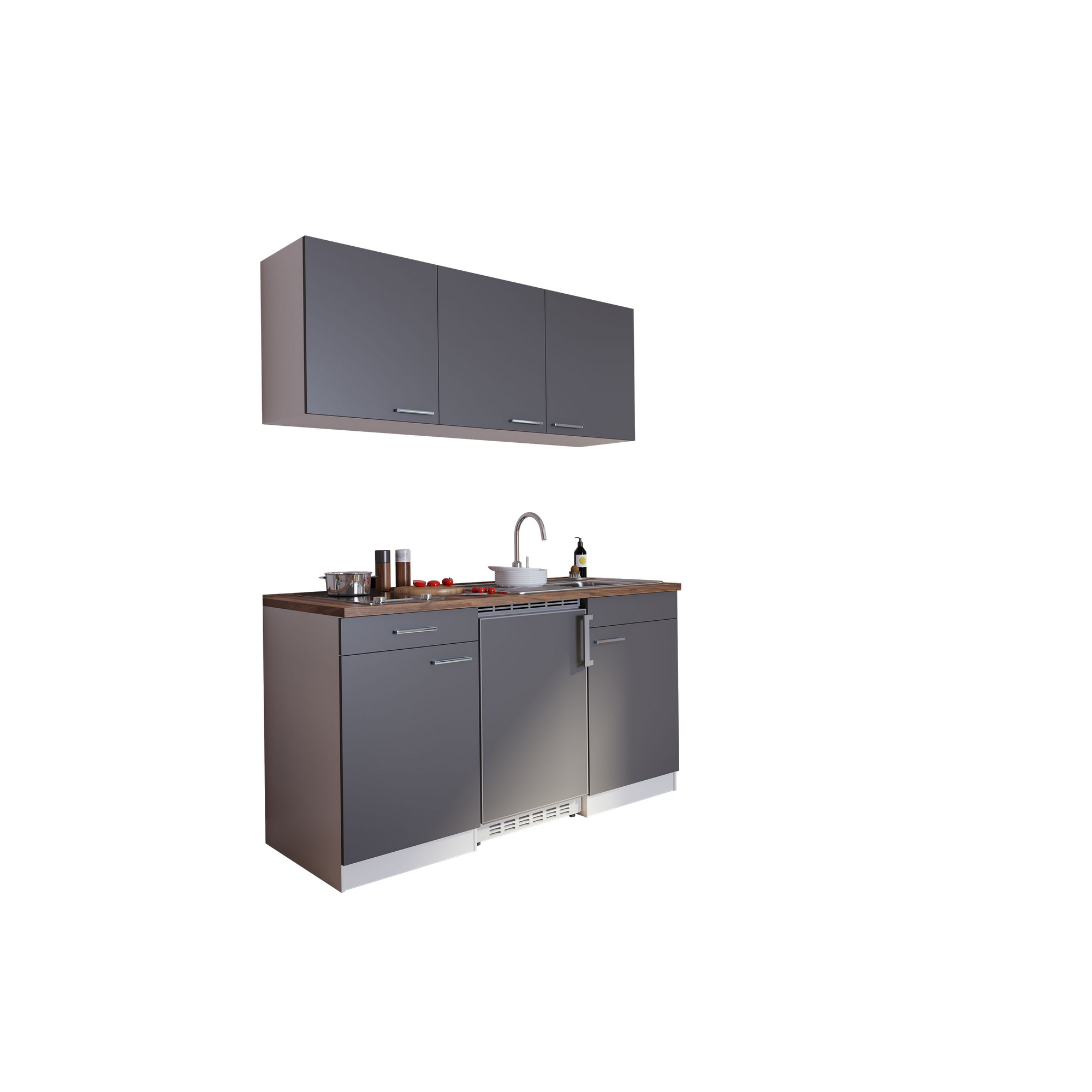 Küchenzeile 'Luis' mit E-Geräten grau 150 cm