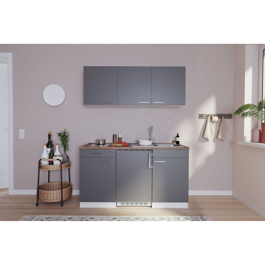 Küchenzeile 'Luis' mit E-Geräten grau 150 cm