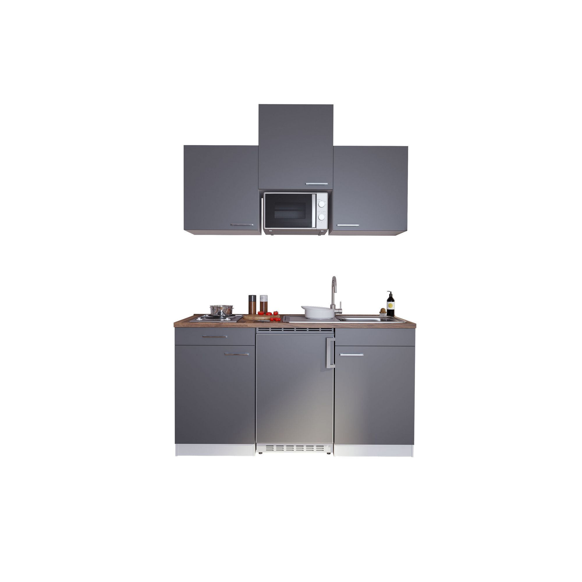 Küchenzeile 'Luis' mit E-Geräten grau 150 cm
