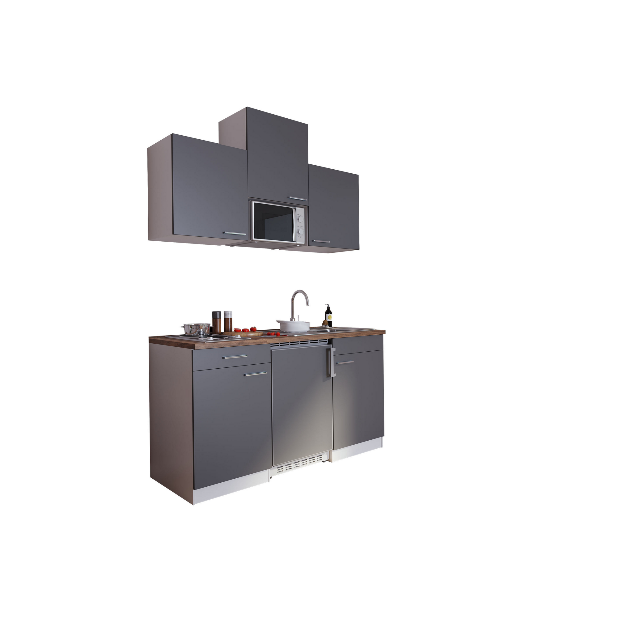 Küchenzeile 'Luis' mit E-Geräten grau 150 cm