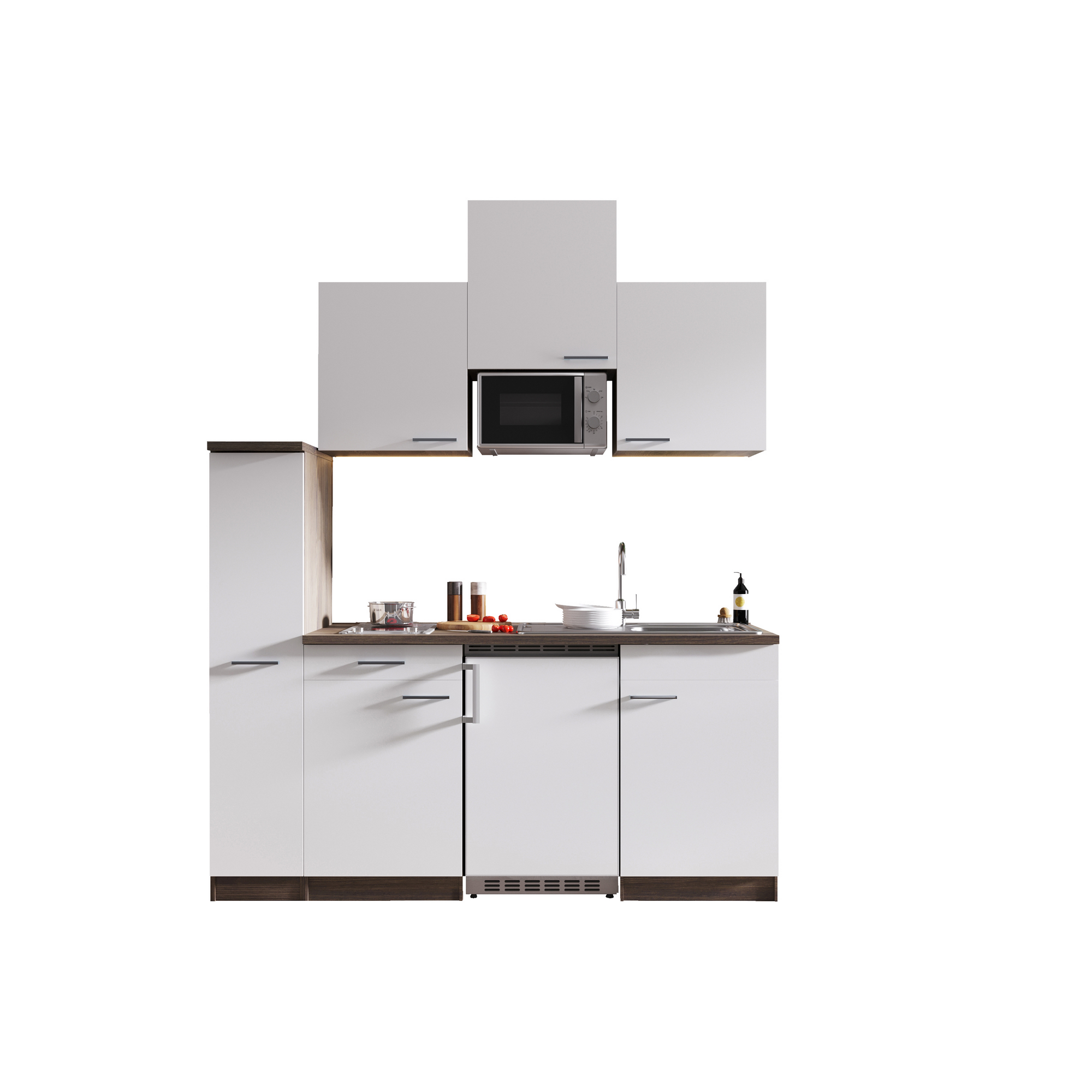 Küchenzeile 'Oliver' mit E-Geräten weiß 180 cm