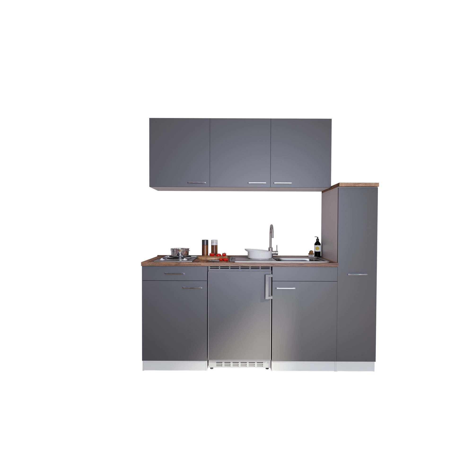 Küchenzeile 'Luis' mit E-Geräten grau 180 cm