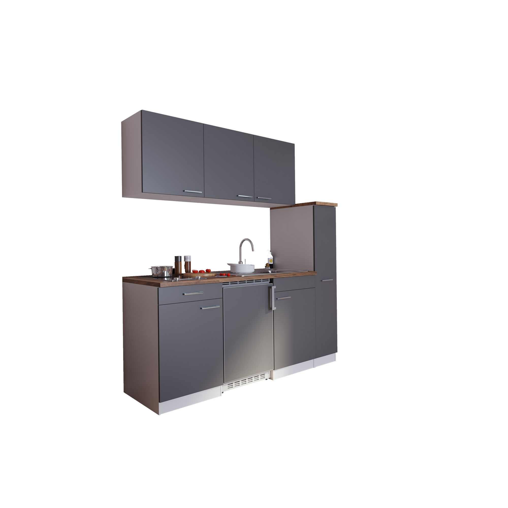 Küchenzeile 'Luis' mit E-Geräten grau 180 cm
