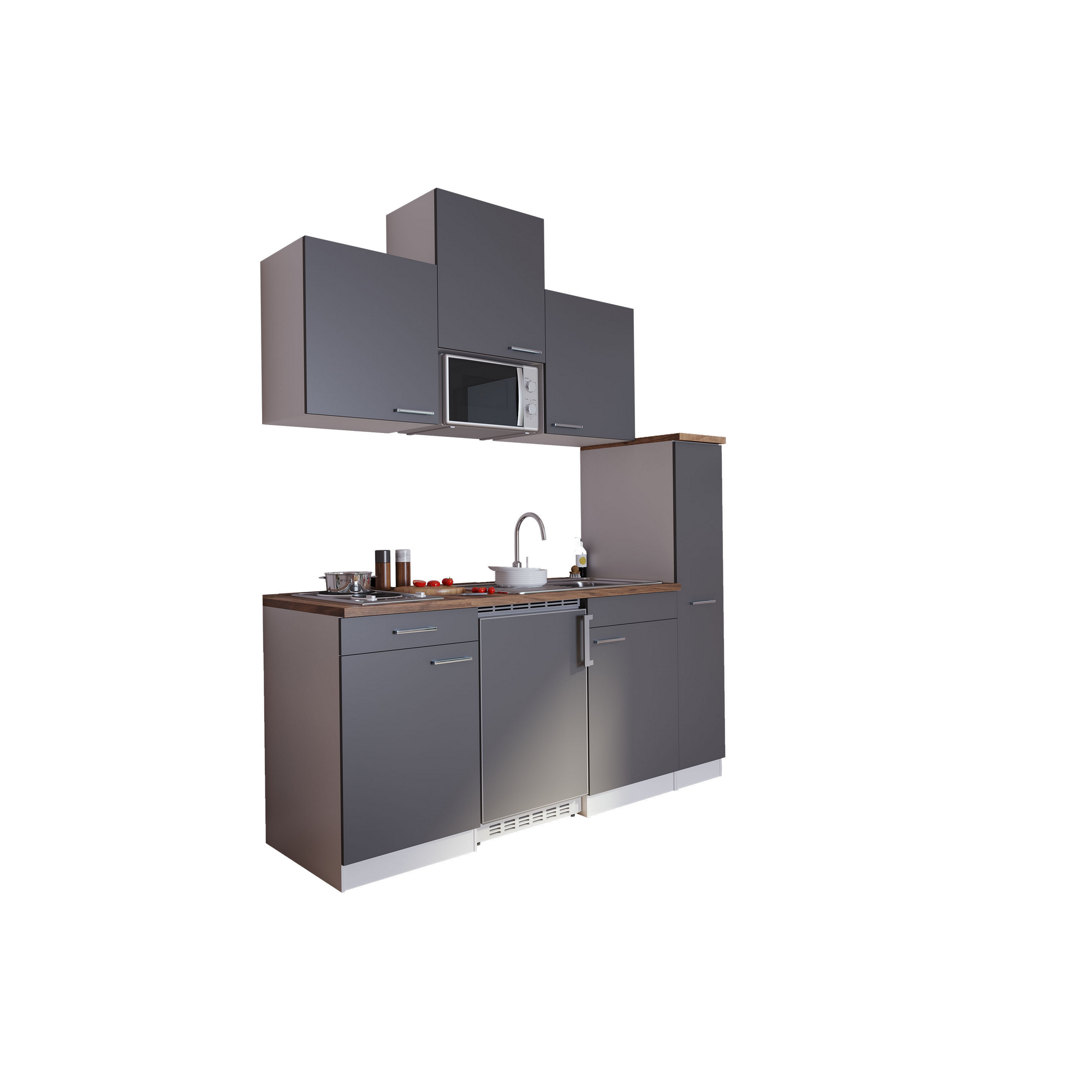 Küchenzeile 'Luis' mit E-Geräten grau/weiß 180 cm