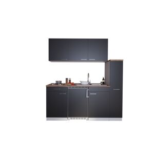 Küchenzeile 'Luis' mit E-Geräten schwarz/weiß 180 cm